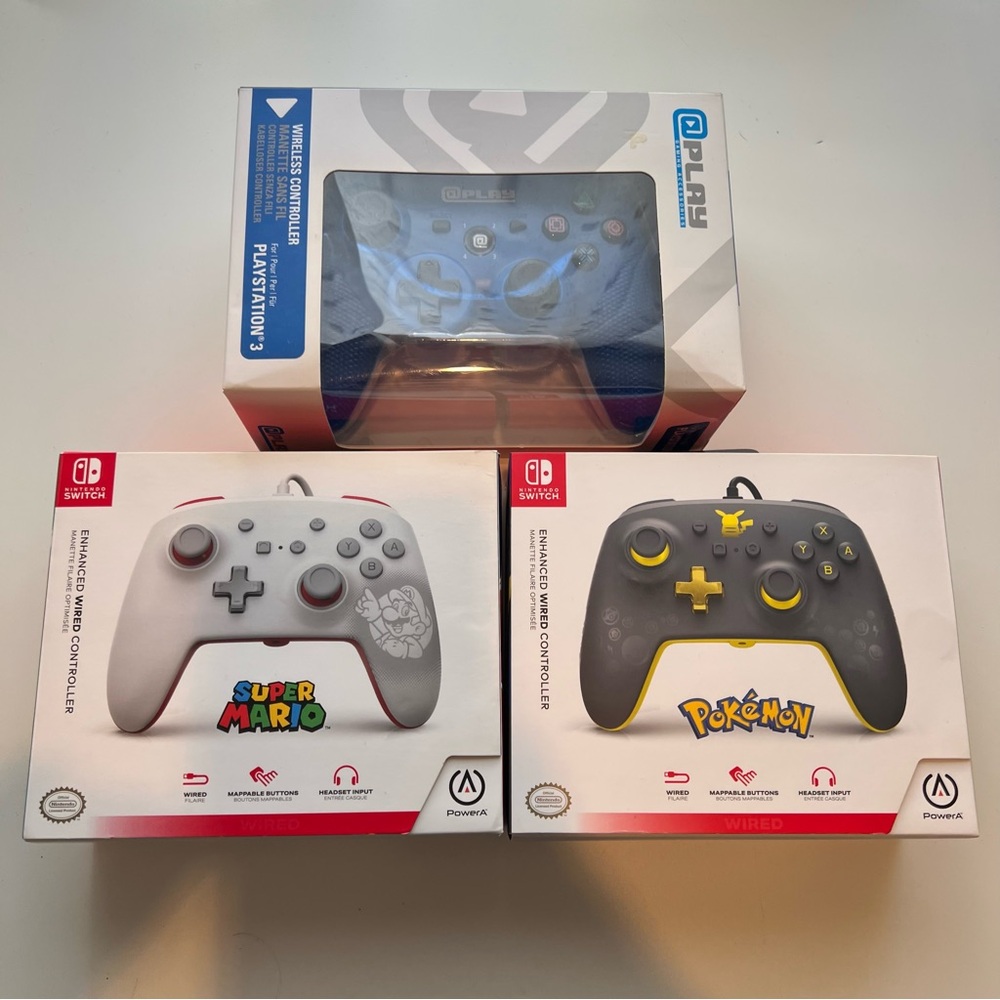 Nintendo Switch Wired Controllers - Super Mario and Pokémon Designs